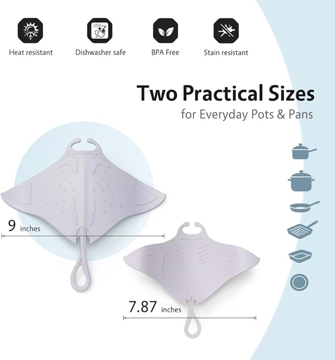 UMIRRO Cute Silicone Trivets for Hot Pots and Pans w/Pop-up Fun, Heat Resistant Mats for Quartz Countertop, Ocean Themed Pot Holder Pads for Coastal Decor, Kitchen Gifts for Beach Lovers Grey 2 Pack