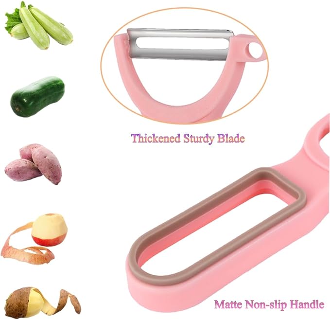 2Pcs Kitchen Peelers, Super Sharp Vegetable Peelers, Fruit Peeling Blade, Pink & Blue (2, Blue+Pink)