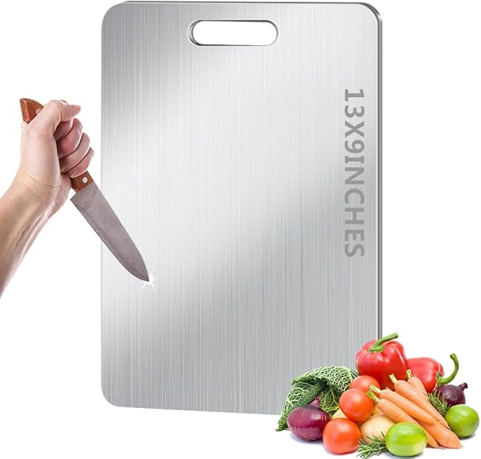 BLOCE Titanium Cutting Board for Kitchen, Non Stick Chopping Board, Upgrade Double Sided Food-Grade Titanium Board for Kitchen for Meat Cheese Vegetable (X-Medium)