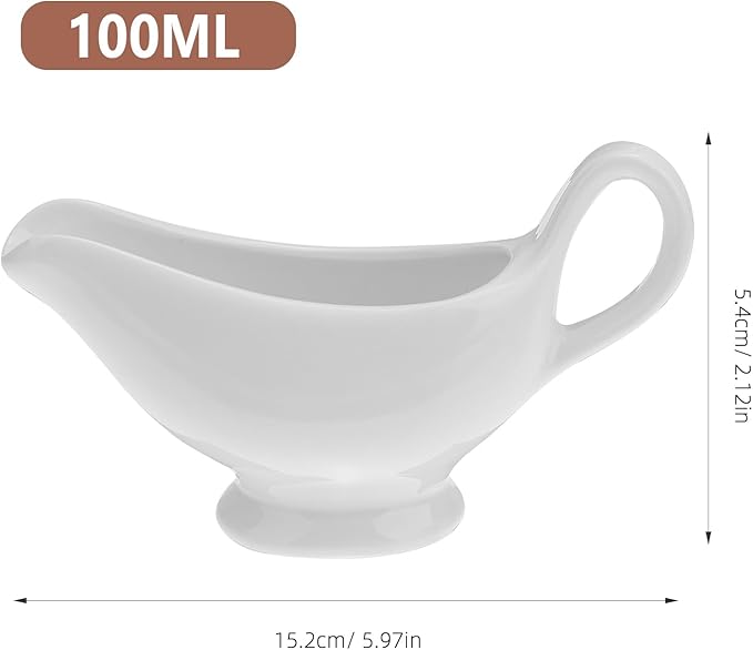 Zerodeko Sauce Pot Kettle Sauce Serving Bowls Dispensers Honey Server Small Side Dishes Dishes Tray Mini Appetizer Plates Side Seasoning Dish Gravy Boat Mini Fridge Lid Ceramics White