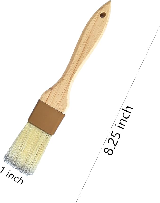 Pastry Brush - Food Basting Brushes, Non-Shedding Natural Boar Bristle, Heat Resistant Wooden Handle, Durable Kitchen Tool for Baking, Cooking, Butter, Egg Wash, Glazing, Oil, Sauce (1", 1 pc)