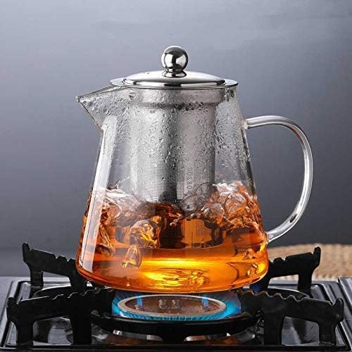 Glass Kettle Teapot for Gas Stove – Borosilicate Tea Pot with Stainless Steel Infuser, Heat-Resistant & Stovetop Safe, Loose Leaf & Blooming Tea – Set with 4-150ml Cups (750ML + 4Cup)
