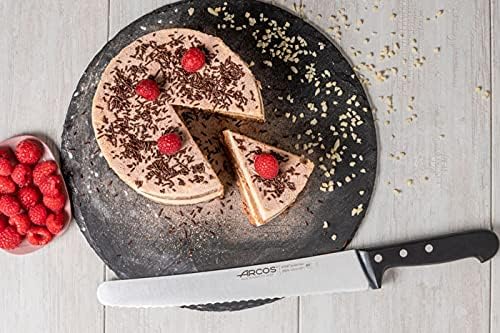 Arcos Pastry Knife/Cake Knife 10 Inch Nitrum Stainless Steel and 250 mm blade. Ergonomic Polyoxymethylene POM Handle. Polypropylene core with soft rubber coating. Series Universal. Color Black