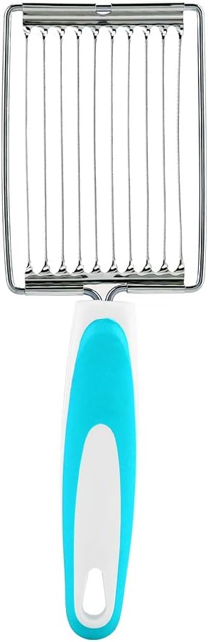 Luncheon Meat Cutter, Cheese & Potato Slicer, Stainless Cutter with Handle for Egg Ham Fruit Tomato, Cutting Evenly Thick , Food Cutting Tool for Kitchen (Blue)