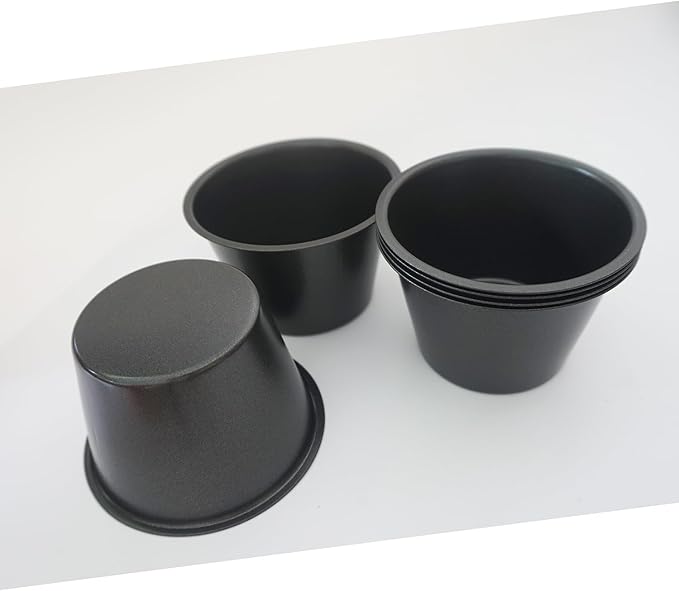 Heluok Pack of 6 Nonstick Popover Pans, Individual Miffin Cupcake Pan, Carbon Steel Yorkshire Pudding Pan, Reusable Egg Tart Molds, Large Round Oven Baking Pans - Black (3.5" x 2.2")