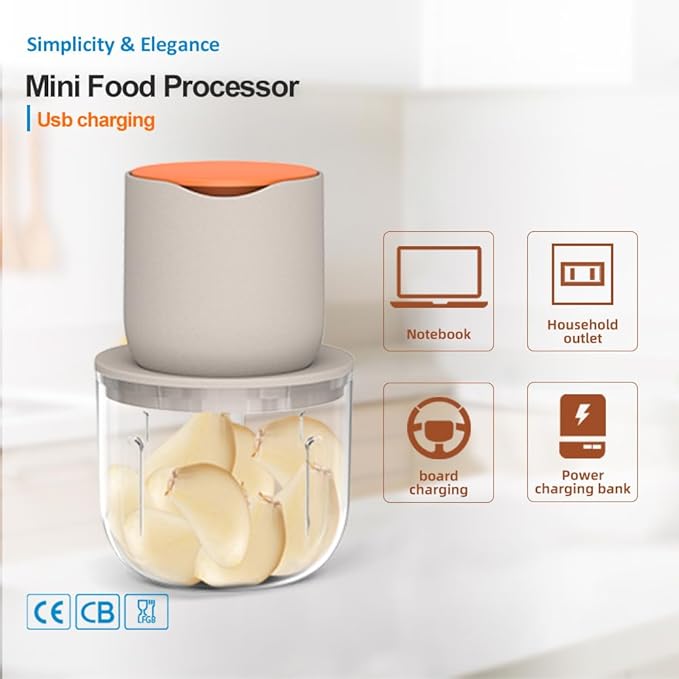 LVSENLIN Wireless Electric Food Processor，600ML Electric Food Chopper For Meat,Onions,vegetables,Garlic,Complementary Food, Meat Chopper Blender