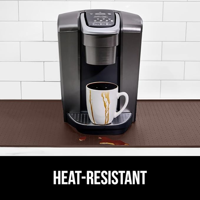 GORILLA GRIP Silicone Coffee Mat, 18x28, Espresso Machine Bar Accessories, Keep Kitchen Counters Clean, Stays in Place, Waterproof and Heat Resistant Dish Drying Mats, Home Decor Essentials, Brown