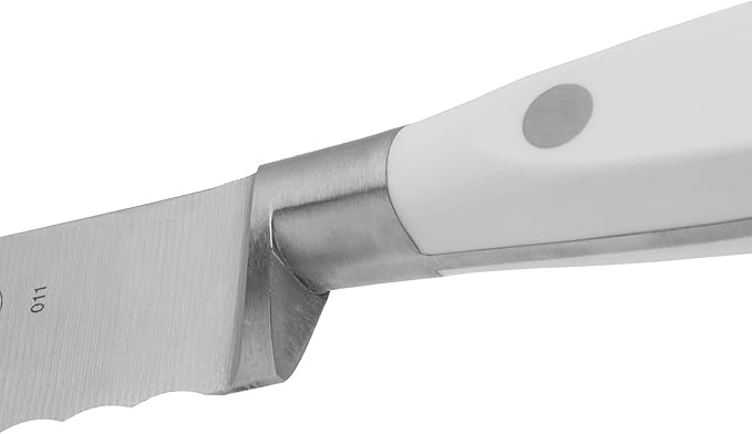 Arcos Bread Knife 8 Inch Nitrum Stainless Steel and 200 mm blade. Obtain a great variety of cuts for your food. Ideal knife for daily domestic use. Series Riviera Blanc. Color White.