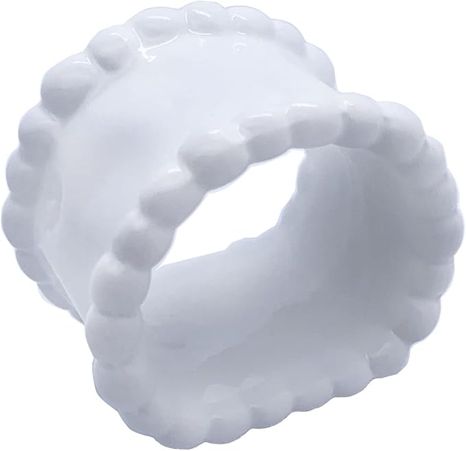 Porcelain Napkin Rings Beaded Napkin Rings for Valentine's Day, Pack 4 Bead Side Serviette Ring Buckles Round Cloth Napkin Bands for Dinner Parties, Weddings Receptions, Family Gatherings