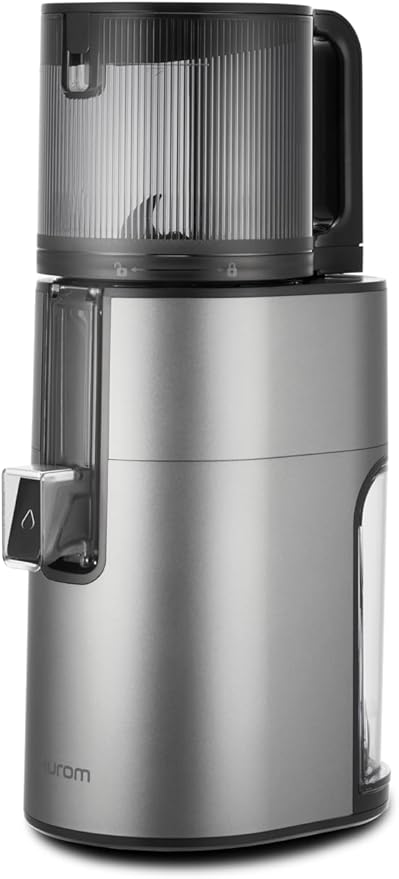 Hurom H400 Easy Clean Slow Juicer, Matte Black | Hands Free | Hopper Fits Whole Produce | Quiet Motor | BPA Free | Easy Assembly | Healthy Living | Cold Press Masticating Juicer (Titanium)