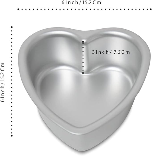kefyixc Heart-shaped cake pan, heart-shaped cake tin, aluminum, 6-inch heart-shaped-pan, for weddings, parties, family and other occasions cake (6 x 3 Inch,Set of 2)
