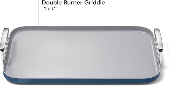 Caraway Double Burner Griddle - 19x12” Griddle Pan - Non-Stick Ceramic Coated - Non Toxic, PTFE & PFOA Free - Oven Safe & Compatible with All Stovetops - Navy