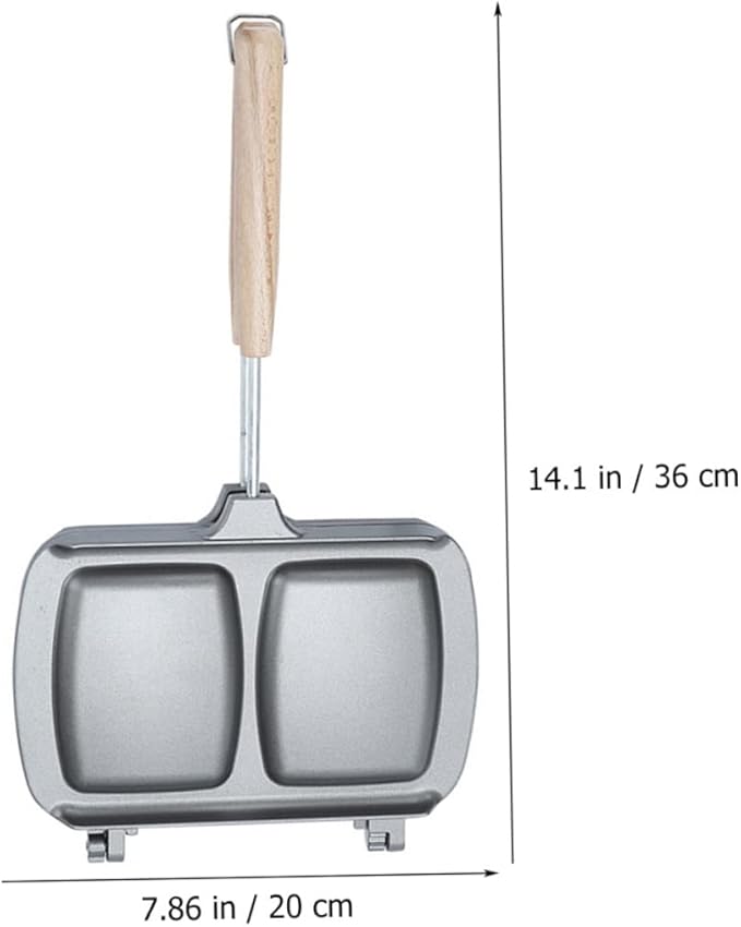 OUNONA Sandwich Mold Pan Double Sided Frying Pan Stovetop Sandwich Maker Non-stick Easy to Use Outdoor/