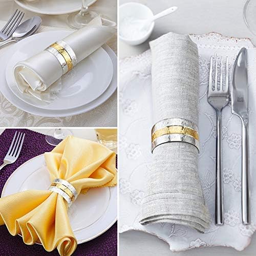 Accmor Napkin Rings, Metal Gold Round Napkin Rings Buckles for Table Decorations, Wedding, Dinner, Party, Set of 4