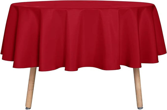 sancua Round Tablecloth - 60 Inch - Water Resistant Spill Proof Washable Polyester Table Cloth Decorative Fabric Table Cover for Dining Tables and Buffet Parties, Christmas Red
