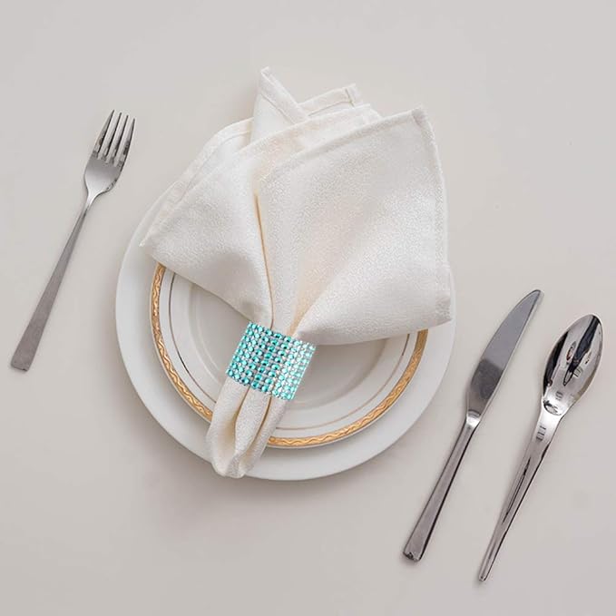 Accmor 100pcs Napkin Rings, Blue Napkin Rings Buckles for Table Decorations, Wedding, Dinner, Party, DIY Decoration