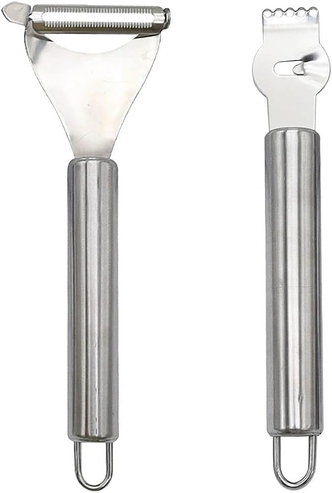 2 Pieces Stainless Steel Lemon Zester Orange Peeler Long Handle Orange Citrus Peeler Tool for Cocktails Fruit Grater, Zester Tools for Kitchen Bar Restaurant