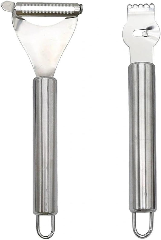 2 Pieces Stainless Steel Lemon Zester Orange Peeler Long Handle Orange Citrus Peeler Tool for Cocktails Fruit Grater, Zester Tools for Kitchen Bar Restaurant