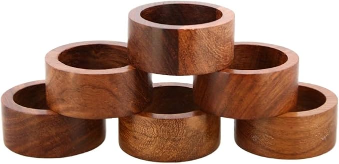 Wooden Napkin Ring for Weddings Dinner Parties or Every Day Use (Set of 12, Plane)