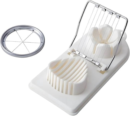 Egg Slicer For Hard Boiled Eggs - Egg Cutter | Strawberry Slicer | Heavy Duty Stainless Steel Egg Cutter | 2-in-1 Multipurpose Kitchen Accessories For Mushroom, Egg, Strawberry, Kiwi, Banana, Cheese