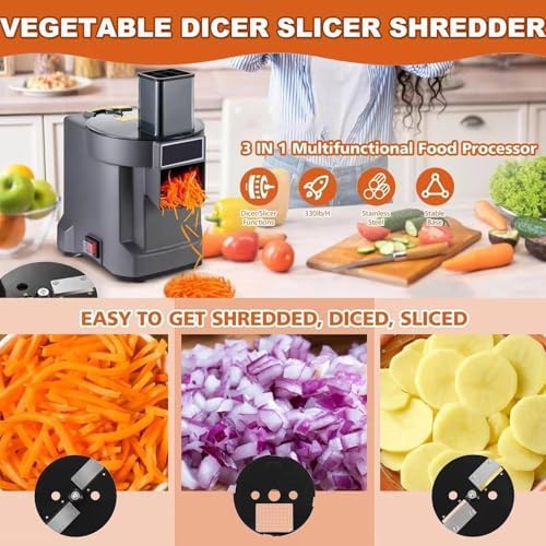 Electric Vegetable Chopper, 100W Multi-Function Food Processor, Dicer & Slicer with Wide-Mouth Feed Chute - Versatile 4-in-1 Kitchen Tool for Quick Veggie Prep
