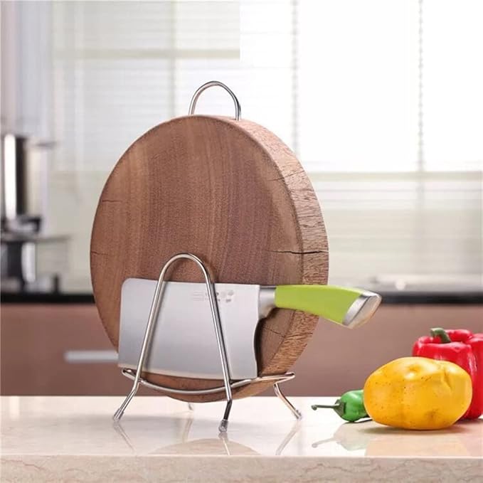 luzen 1PC Stainless Steel Cutting Board Rack Chopping Board Stand Holder Kitchen Countertop Pots Pan Lids Stand Drying Rack Organizer, Silver