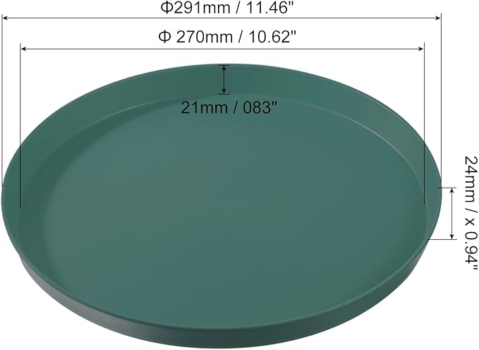 PATIKIL 11" Restaurant Serving Trays, 2 Pcs Round Non-Slip Food Service Tray Platter Reusable Plastic Fast Food Serving Tray for Bar Coffee Home Cafeteria Hotel, Dark Green