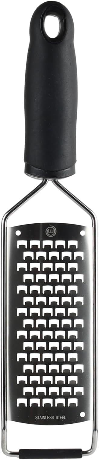 MasterChef Cheese Grater For Kitchen, Flat Mini Grater Handheld for Parmesan, Vegetables, Potato, Garlic, Ginger, Coconut etc, Sharp Stainless Steel Blades with Non Slip Rubber Foot & Easy Grip Handle
