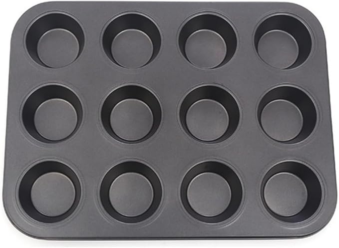 uvbws 1 Pack black stainless steel muffin pan，muffin pans nonstick 12，cupcake tin，cup cake pans for baking