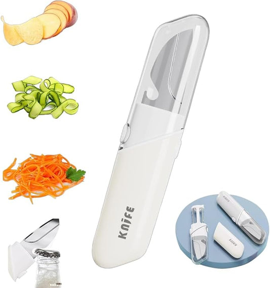 Multifunctional Stainless Steel Fruit Knife Peeler,Outdoor Portable 5 in 1 Double Sided Paring Cutting Knifes,Potato Digging Knife Travel Pocket Bottle Opener for Travel, Camping, Kitchen