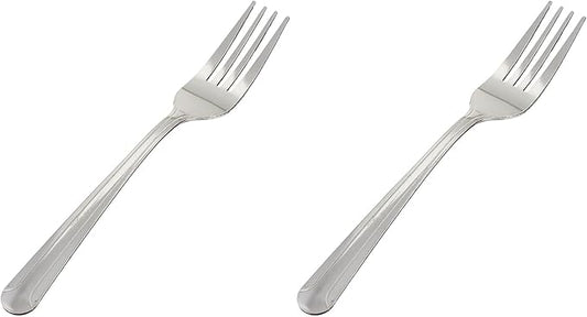 Winco 12-Piece Dominion Heavy Weight Dinner Fork Set, 18-0 Stainless Steel, 4.5"L x 0.63"W, Silver (Pack of 2)