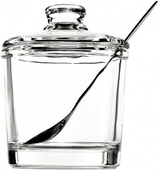 1 Piece Classic Clear Glass Sugar Bowl with Lid Serving Spoon Salt Pot Pepper Storage Jar Seasoning Pot Dispenser Container Sugar Box Condiment Spice Racks Holder for Home Kitchen