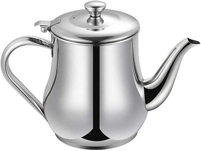 Yardwe Stainless Steel Oil Filter Pot 32Oz with Fine Mesh Strainer and Long Spout for Kitchen Oil Storage and Grease Container with Handle