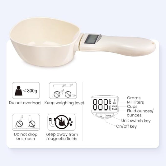 Electronic Measuring Spoon with Conversion,Digital Spoons Scale,Food Measuring Scoop,Multi-functional Spoon with Adjustable Scale 800g/0.1g,Measuring Scoop for Kitchen and Dog Cat Food (Spoon/3pcs)