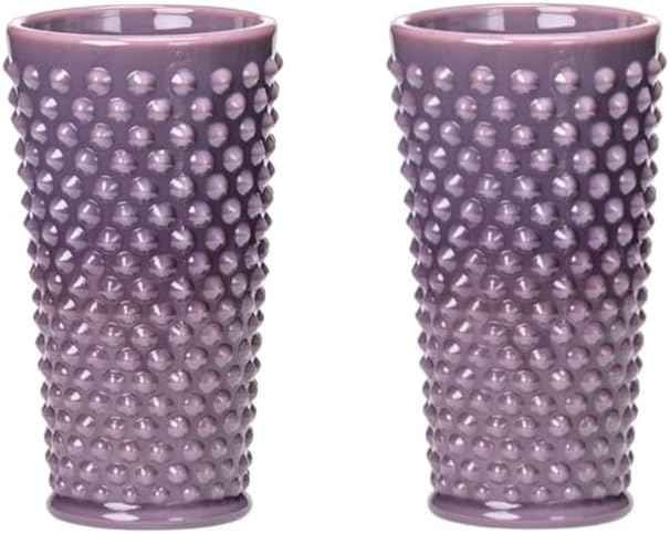 Ice Tea Glass - GiGi Hobnail Pattern - American Made - Mosser Glass USA (2, Eggplant)
