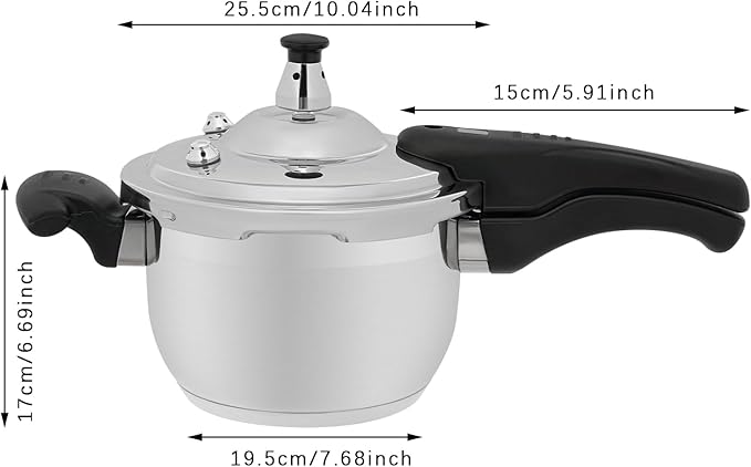Bokknppo Stainless Steel Pressure Cooker Large Capacity 60Kpa Pressure Pot Explosion-proof Compound Bottom Pressure Canner with Pressure Limiting Valve for Gas Stove Induction Cooker (7L/1.85gal)