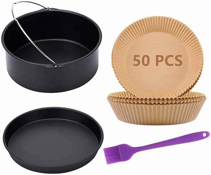 Air Fryer Accessories for Ninja Gowise Cosori Phillips Cozyna Gourmia Zeny, for 5.5/5.8/6.5 QT with 7 inch Cake Barrel,Pizza Pan and nore