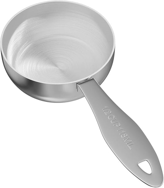1PCS 1/2Cup(118ml) Stainless Steel Measuring Cup, Heavy-duty Single Metal Scoop for Wet and Dry Ingredients, Great Kitchen Gadgets for Cooking