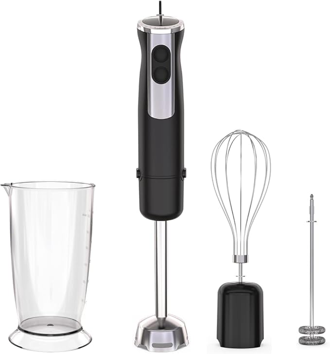 Immersion Blender Handheld,1000W Professional Stick Blender with BPA-Free Stainless Steel, Includes Beaker, Whisk, Frother, for Kitchen, Baby Food