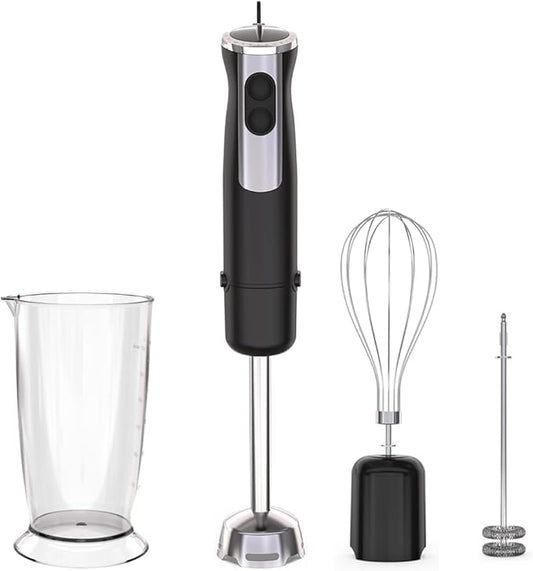 Immersion Blender Handheld,1000W Professional Stick Blender with BPA-Free Stainless Steel, Includes Beaker, Whisk, Frother, for Kitchen, Baby Food