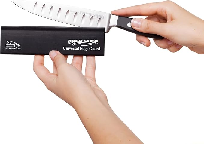 Ergo Chef Universal Knife Blade Edge Guard 6-Inch x 1.5 Inch for Kitchen knives up to 6” Blades, Durable BPA-Free Plastic, Knife Protector, Black