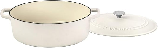 Cuisinart Chef's Classic Enameled Cast Iron Oval Covered Casserole (Matte Snow White, 7- Quart)