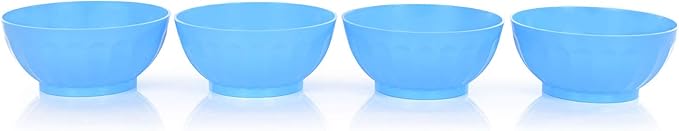 Mintra Unbreakable Plastic Bowl, BLUE 4pk - Large, 1.8L, 60oz, 7.75inW x 3.25inH - (Part Of A Set) - Salad, Snacks, Breakfast Cereal, Fruit, Popcorn, Soup, Colorful, Shatterproof, BPA Free