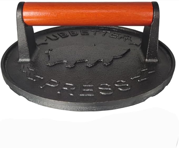 7inch Diameter Bacon Press, Grill Press, Burger Press, Meat Press, cast Iron Grill Press, cast Iron Grill, Iron Press, with Wooden Handle Perfect for Flat Top Griddle Grill Cooking