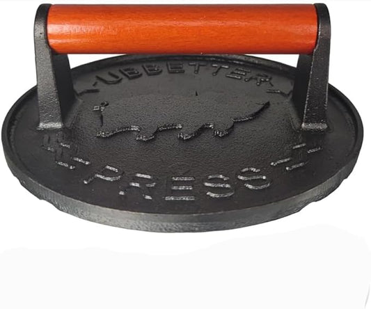 7inch Diameter Bacon Press, Grill Press, Burger Press, Meat Press, cast Iron Grill Press, cast Iron Grill, Iron Press, with Wooden Handle Perfect for Flat Top Griddle Grill Cooking