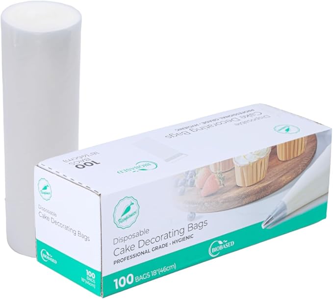Keenpioneer 18-Inch Biobased Disposable Piping Bags, Plant Based Cake Decorating Pastry Bag - Pack of 100