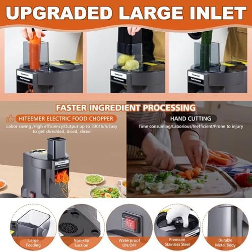 Multi-Function Electric Vegetable Chopper & Dicer, 100W Food Processor with Wide-Mouth Feed Chute - 4-in-1 Slicer, Shredder & Veggie Cutter for Every Kitchen Need