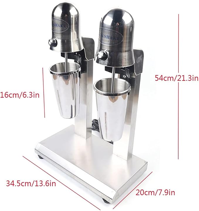 Milkshake Maker Electric Drink Mixer Commercial Milkshake Machine Stainless Steel 560W 2 Gears Speed (Double Head C)
