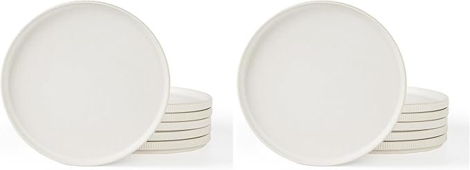 famiware Star Salad Plates for 6, 8 inches Plate Set, Stoneware Dinnerware, Small Dinner Plates for Dessert, Salad, Appetizer, Matte White (Pack of 2)