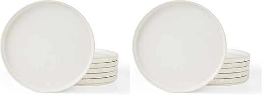famiware Star Salad Plates for 6, 8 inches Plate Set, Stoneware Dinnerware, Small Dinner Plates for Dessert, Salad, Appetizer, Matte White (Pack of 2)